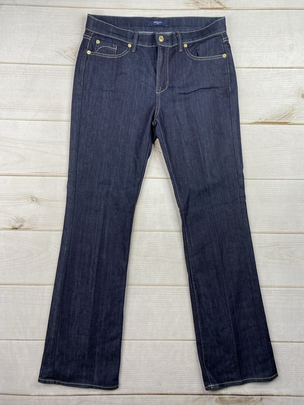 Fidelity Womens Jeans Sz 31 Dark Wash Blue Stretch Denim Flare Leg Mid Rise